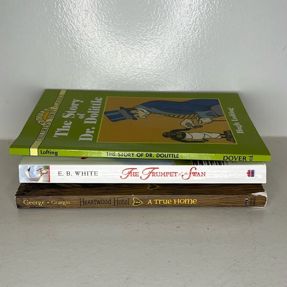 3/$9 youth novels, 3 animal themed books Story of Dr. Doolittle, Trumpet of Swan - Picture 1 of 10